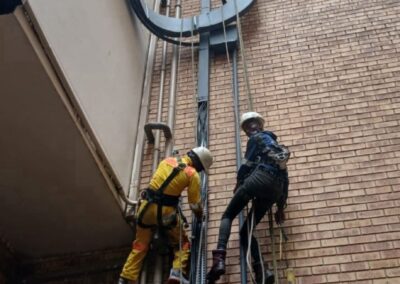Commercial electricians performing high-rise electrical installation and cable routing in Durban
